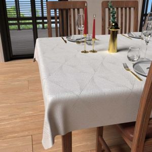 Soleil d'Ocre Nappe rectangle anti-tâches 150x250 cm LUXURY blanc, par