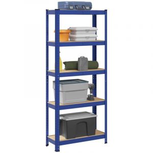 VidaXL Tagère de rangement à 5 niveaux Bleu Acier et bois ingénierie