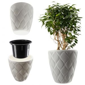 Pot de fleurs Pot de fleurs avec couvercle d'insertion Blanc 32,5 cm - Kadax