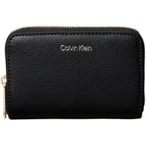 Calvin Klein Portefeuille Femme Foil Logo Medium Zip Around Petit, Noir (Bla /Toasted Coconut), Taille Unique