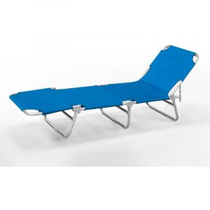 Beach and Garden Design Lit de plage pliant bain de soleil transat plage aluminium VERONA | Bleu