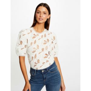 Morgan T-shirt manches courtes &agrave; d&eacute;tails brod&eacute;s Beige - Couleur Beige - Taille XS