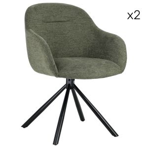 Happy Garden Lot de 2 chaises en tissu vert saffi - green