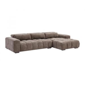 Canapé d'angle droit en tissu texturé taupe LOPONZA