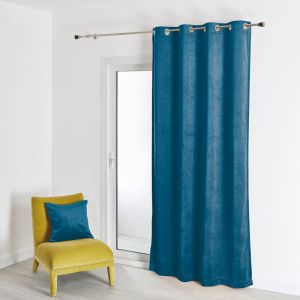 Homemaison Rideau en Suédine Unie Bleu Paon 140X260 cm SOFT