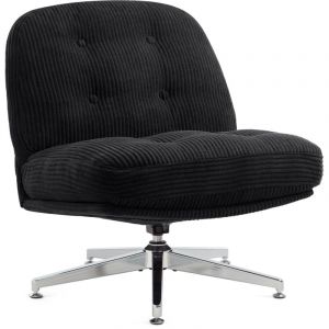 Chaise de Bureau, Fauteuil de Bureau épaisse sans Accoudoirs, Siege Pivotante, Chaise en Velours Ctelé pour Chambre, Salon, Coiffeuse - Noir - Iwmh