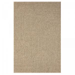 Tapis extérieur intérieur 60x90 beige LYN13 REZA aspect jute motif arc-en-ciel ton sur ton
