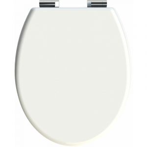 Image de Allibert Abattant WC en bois compress&eacute; &agrave; fermeture progressive CILENTO blanc