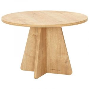 Table basse ronde effet bois