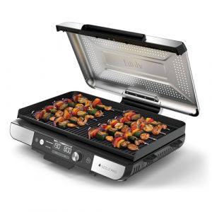 Ninja Plancha électrique GX101EU gris grill/plancha intérieurXL à poser, 47x24.7 cm