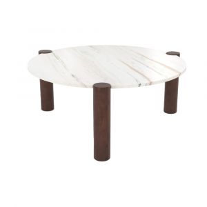 Rendez Vous Déco Table basse ronde en marbre et bois de manguier D86 cm
