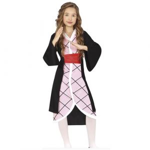 FIESTAS GUIRCA Déguisement de combattant manga rose pour filles – Guerrier anime japonais avec robe kimono – Costume pour enfants – Filles âgées de 10 à 12 ans