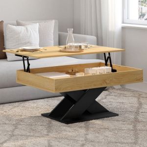 Idmarket Table basse rectangulaire plateau relevable ALICIA bois et pied noir