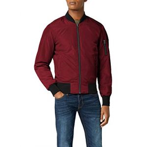 Urban classics 2-Tone Bomber Jacket Blouson, Multicolore (Burgundy/Black), Large Homme