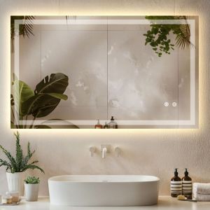 TecTake Miroir de salle bain LED commande tactile r&eacute;glable 60 x 100 cm