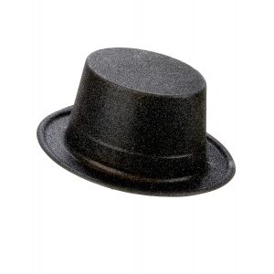 Image de DEGUISE TOI Chapeau Haut de Forme Plastique pailleté Noir Adulte Taille Unique