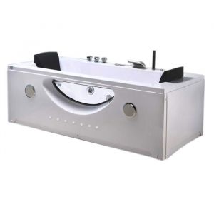 Baignoire hydromassage blanc Chromothérapie 180 x 90 cm 8 jets – Eden