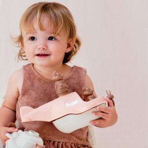 L'hydravion de bain mr renard, made in france en matière recyclée, peach