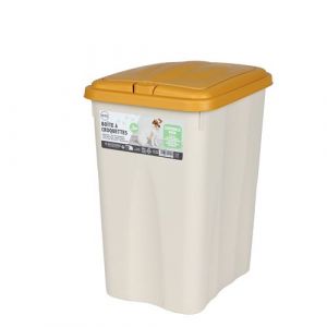 DOGI - Bo&icirc;te conteneur &agrave; croquettes avec couvercle push COCO - 21 L - Blanc - COCO