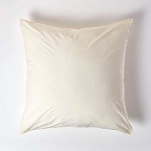 Taie d'oreiller unie en coton &eacute;gyptien 200 fils Cr&egrave;me, 60 x 60 cm