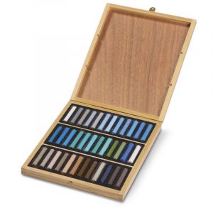 Image de Pastels secs 36 pièces Coffret Bois Marine