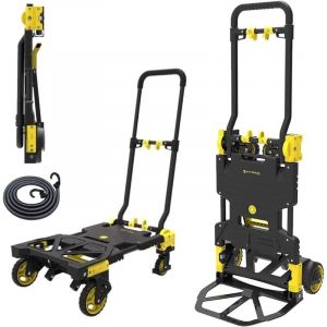 HYTAMA TOOLS Chariot pliable 2 en 1 FOLD MAX – Utilisable aussi bien comme chariot que comme plaque à plate-forme entièrement pliable, capacité de charge 70/137 kg