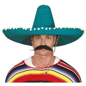 FIESTAS GUIRCA | Chapeau Mexicain en Paille (60 cm) - Accessoire de F&ecirc;te pour C&eacute;l&eacute;brations d'&Eacute;t&eacute; et Graduations - Id&eacute;al pour &Eacute;v&eacute;nements Th&eacute;matiques du Mexique et F&ecirc;tes - Adulte Unisexe - Vert
