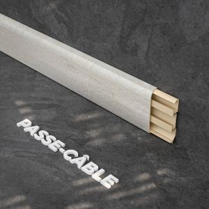 Plinthe Passe-Câble PVC 80 mm - Planche Blanchie - 2.60 m, Lot de 5