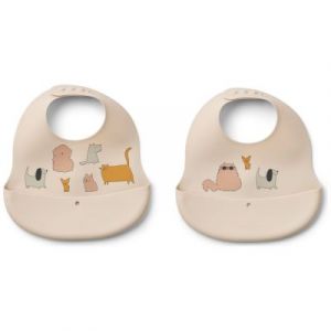 Liewood Lot de 2 Bavoirs Ember - Cats and Dogs Sandy