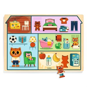 Djeco puzzle 22 pièces en bois : Puzzlo House
