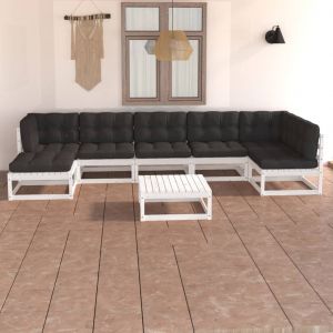 VidaXL Salon de jardin 8 pcs avec coussins Bois de pin massif 3076750