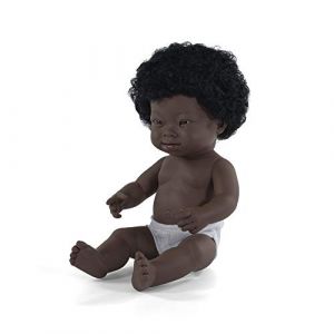 Miniland Baby Poupée avec Syndrome de Down Fille Africaine 38 cm