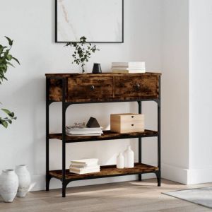 VidaXL Table Console, Table d'Entrée avec Rangement, Table de Couloir, Table d'Appoint Salon Salle de Séjour Maison Intérieur, Industriel, Chêne Fumé Bois d'Ingénierie