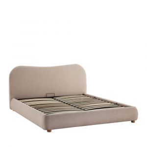 DRAWER Lit coffre en tissu 140x190cm - Beige - Napo
