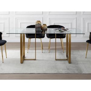 Pascal Morabito Table à manger 6 personnes en verre trempé et acier inoxydable - Transparent et doré - nilesa ii de