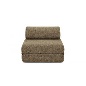 Fauteuil convertible et modulable 1 place en tweed jaune