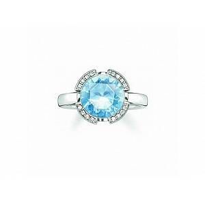Thomas Sabo Solitaire Signature Line bleu clair avec pavé Argent sterling 925 Gris
