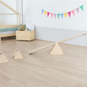 Image de Jeu D'équilibre Et Motricité Montessori Triangles Couleur Bois Naturel Et Gris Neuf