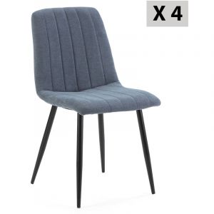 Vs Venta-stock - Pack 4 chaises Sagi recouvertes de tissu bleu - Bleu