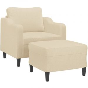 VidaXL Fauteuil avec repose-pied Crème 60 cm Tissu, canapé, fauteuil, fauteuil TV, canapé simple, canapé, canapé relax, canapé de loisirs