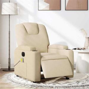 VidaXL Fauteuil de massage, relaxation électrique réglable tissu crème