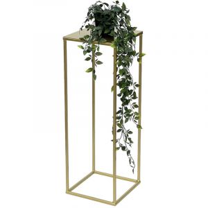 DanDiBo Tabouret de fleurs en m&eacute;tal dor&eacute;, forme carr&eacute;e, M 62 cm, table d'appoint 96406, colonne de fleurs moderne, support de plantes, tabouret de