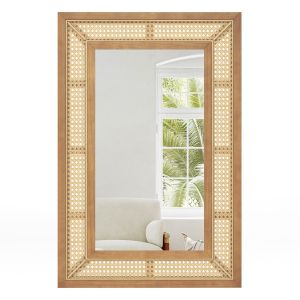 Coast Rattan Wall Mirror 90x60 cm Natural Wood - Miroir Boho rectangulaire à suspendre à l'horizontale ou à la verticale
