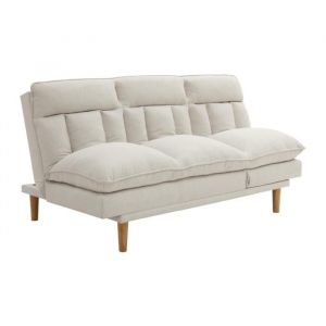 Vente-unique - Canapé inclinable 3 places convertible clic-clac en tissu beige palobu