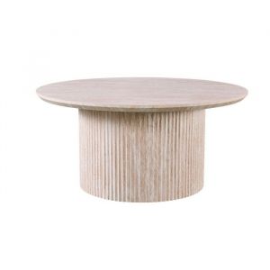 Table basse VAGOS &ndash; Coloris ch&ecirc;ne clair &ndash; Table basse ronde &Oslash;80 cm &ndash; MDF &ndash; Design naturel et moderne