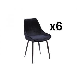 Lot de 6 chaises MASURIE Velours et métal noir Noir