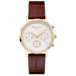 Rosefield Montre femme THE GABBY NCDBGN93. Fashion. Date. Chronographe. 30. Marron. Doré. Blanc. Rond. Quartz. Analogique. Cuir. A