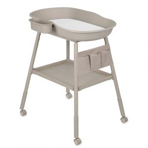 LIONELO Rosie table &agrave; langer b&eacute;b&eacute;, mobile sur roulettes, matelas &agrave; langer imperm&eacute;able, hauteur r&eacute;glable, rangements pour accessoires, bol d&rsquo;eau, &eacute;tag&egrave;re &agrave; couches