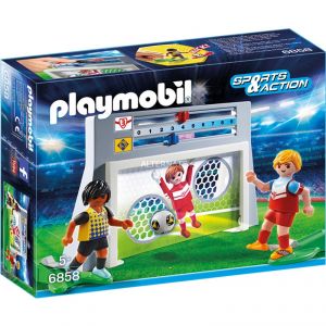 Image de Playmobil 6858 Sports et Action - Cage de tir au but avec footballeurs