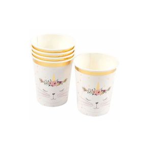 Set de 6 gobelets en carton Chat licorne